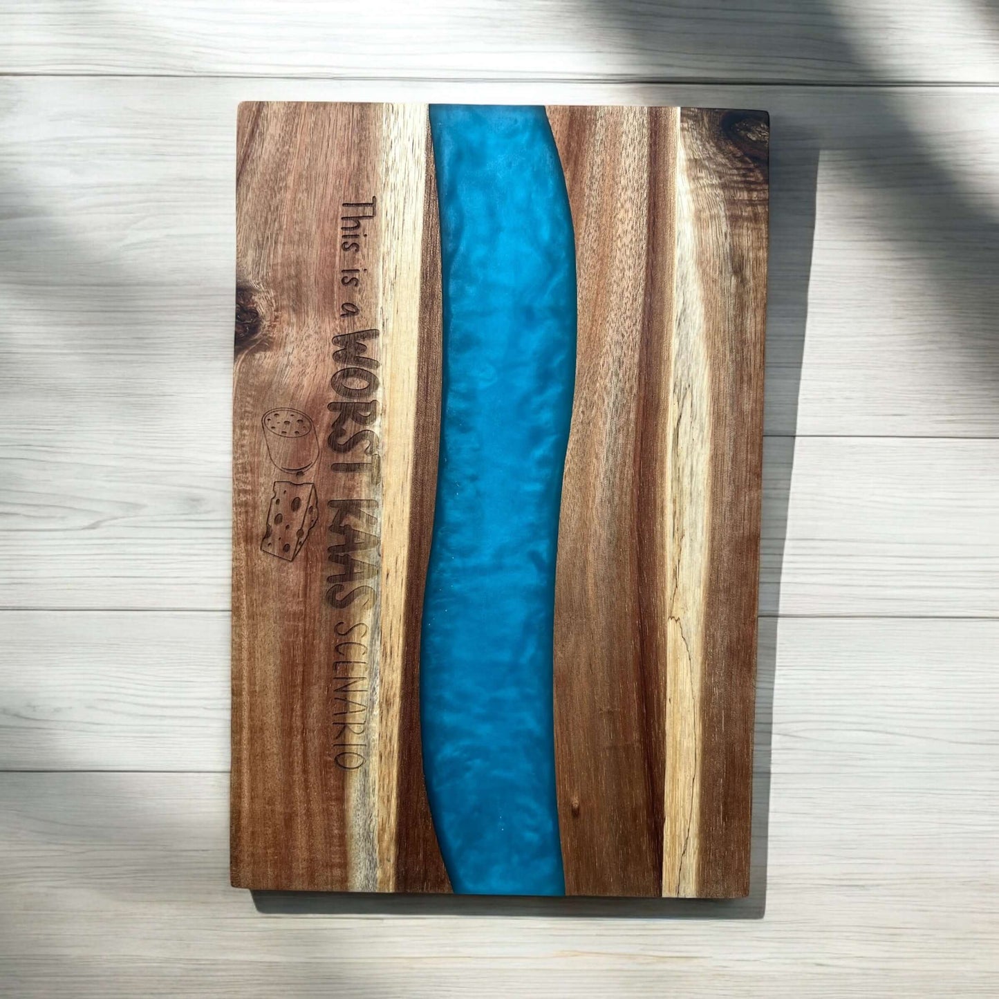 Acacia houten snijplank met epoxy detail | personaliseer hem nu! overzicht foto 2