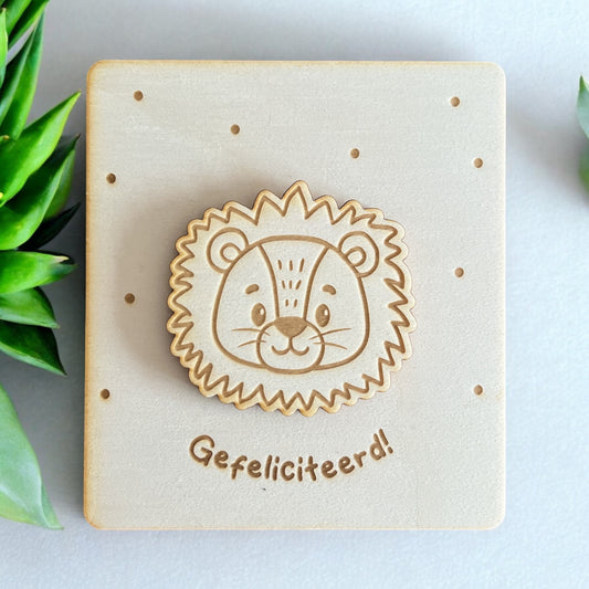 Houten cadeaukaart Leeuw