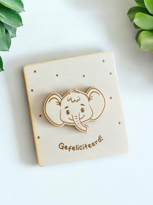 Houten cadeaukaart Olifant