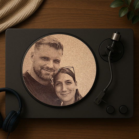 Slipmat van kurk met jouw foto - personaliseer je draaitafel