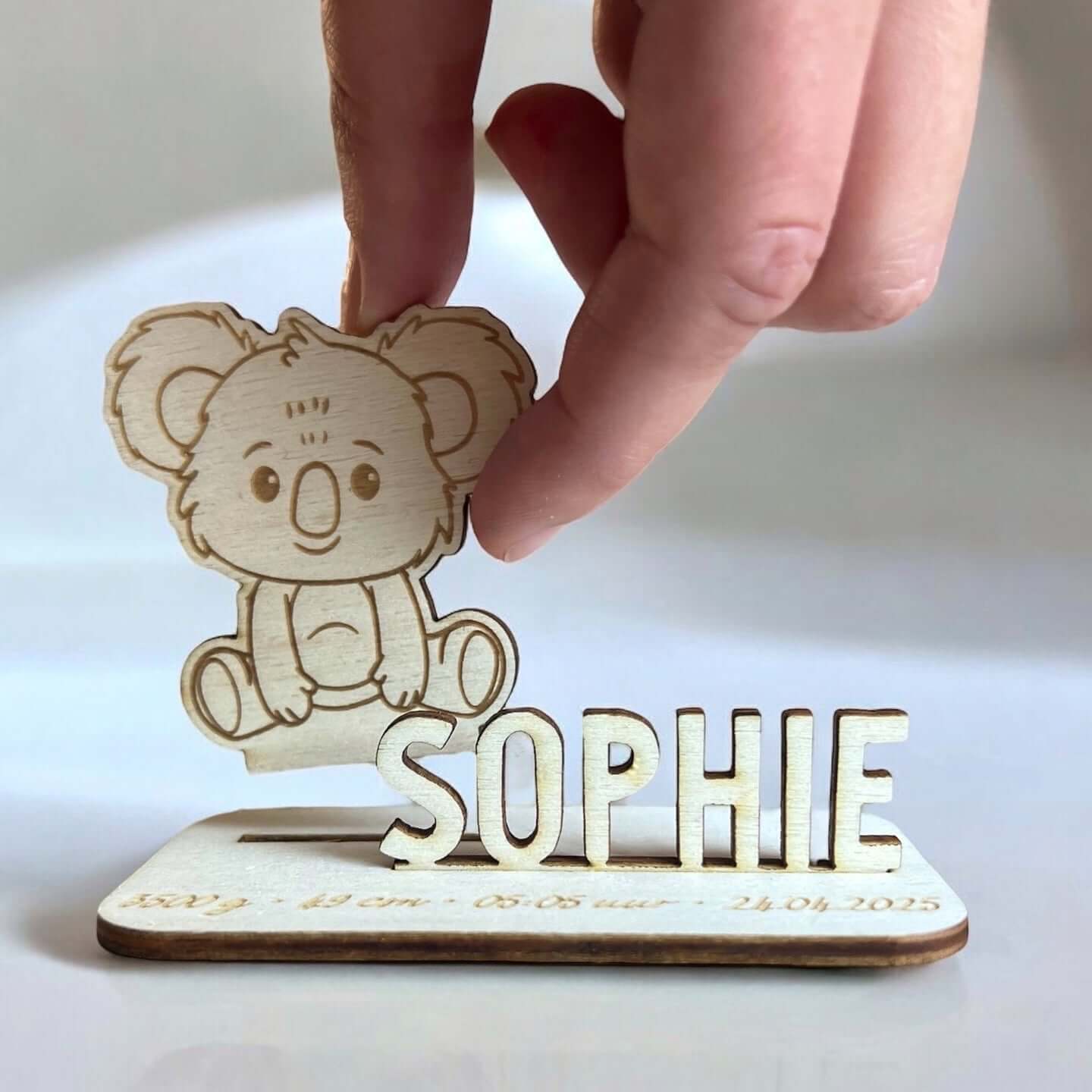 Uniek houten geboortekaartje | Koala