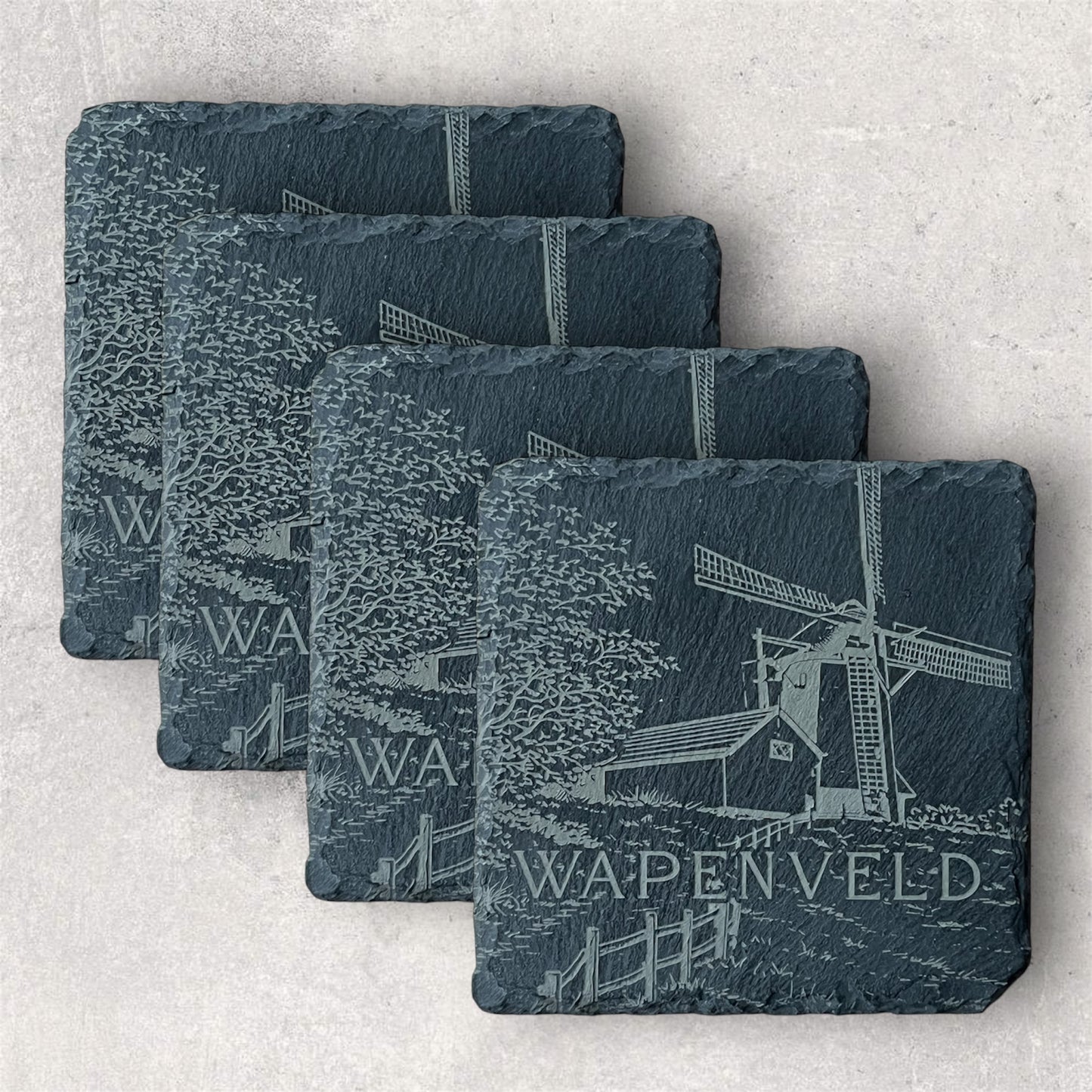 Leisteen Onderzetters - Wapenveld (set van 4)