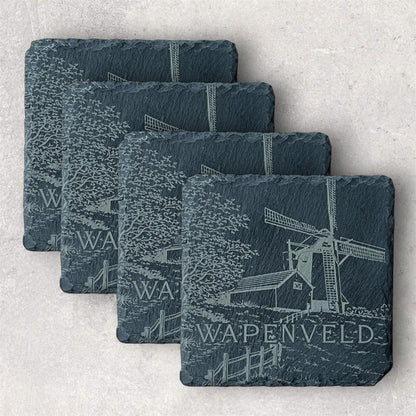 Leisteen Onderzetters - Wapenveld (set van 4)