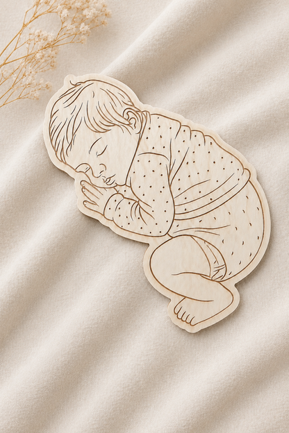 Babyfoto op Ware Grootte – Gepersonaliseerde Houten Herinnering