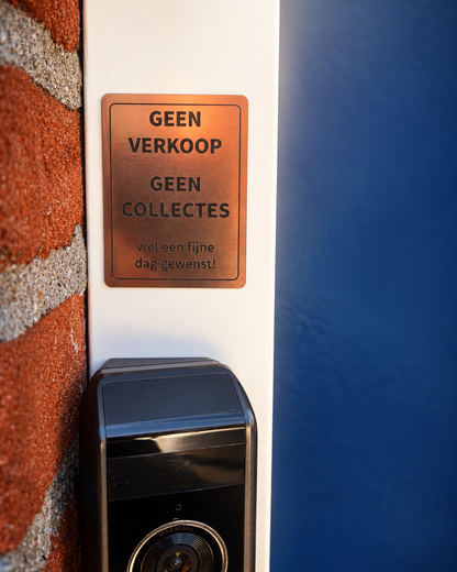 Geen Verkoop Geen Collectes – UV-bestendig Luxe Waarschuwingsbordje