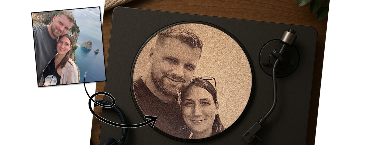 Slipmat van kurk met jouw foto - personaliseer je draaitafel